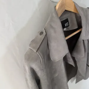 KUT from the Kloth Moto Jacket Women's Small Faux Suede Waterfall‎ Festival Gray thumbnail 4