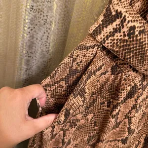 Express Brown Tan Snakeskin Print Belted Wrap Stretchy Jumpsuit Large‎ thumbnail 5