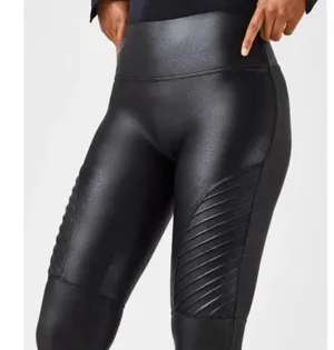 Spanx Faux Leather Moto Leggings Very Black Size Large 20136R‎ thumbnail 14