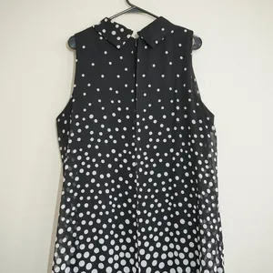 Jessica Howard Shift Dress 18W Black‎ White Polka Dot Ombre Chiffon Sleeveless thumbnail 6