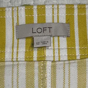 LOFT size 12 women’s striped skirt yellow white zip button close with pockets thumbnail 6