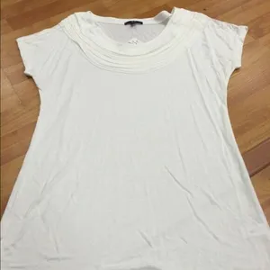 Gap Womens Top Size Small Ruffled Neck‎ White Knit Rayon NEW thumbnail 3