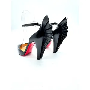 Christian Louboutin Black Fadonna Ruffle Wing Heels Pumps EU 36 thumbnail 4