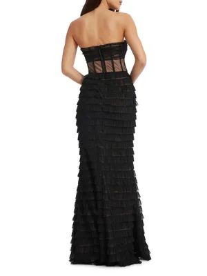 Dress the Population Grace Dress Mermaid Gown Black Nude Size S Black Tie Formal thumbnail 3