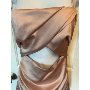 Zara pink cut out dress silk like material size large thumbnail 2