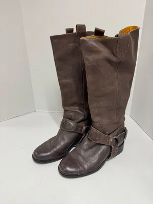 Cole Haan Harness-Style Brown Leather Riding‎ Boots - Size 37.5 thumbnail 2