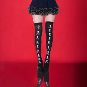 Skull Print Thigh High Socks, Cosplay Over The Knee Socks One‎ Size thumbnail 10