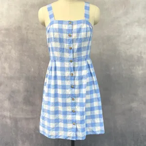 J‎ Crew Womens Gingham Button Front Dress Size 6 Linen Blend Summer Coastal thumbnail 15