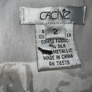 CACHE White With Gold Metallic Ruched Sheer Illusion Tank Cami‎ Top NWOT Siz thumbnail 8