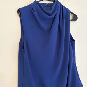 Trina Turk Lenaya Blouson Draped Sleeveless Dress Asymmetrical Royal Blue‎ Sz 6 thumbnail 2