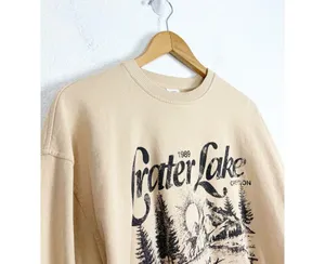 Urban Outfitters Crater Lake Overdyed Crew Neck Sweatshirt Small Yellow Oregon thumbnail 7