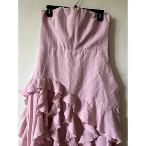 Oh Polly Diletta Ruffle Trim Strapless Gown Light Pink Maxi Dress size 10 New thumbnail 4