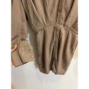 Abercrombie & Fitch Women XS Brown Linen Blend Mini Dress Minimalist Boho Chic thumbnail 7