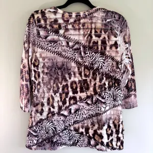 90's Y2K Cubism Los Angeles Animal Print Ruffle Artsy Mesh Top Mixed Media Small thumbnail 4