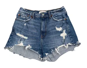 Abercrombie &‎ Fitch Mom Shorts Womens 29/8 Blue Excellent Curve Love Distressed thumbnail 1