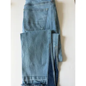 American Eagle Split Hem‎ Straight Leg Jeans Light Wash Distressed Denim 28 thumbnail 7