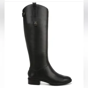 Sam Edelman Black Leather Penny Knee High Zip Up Biker Moto Boots 7.5 thumbnail 4