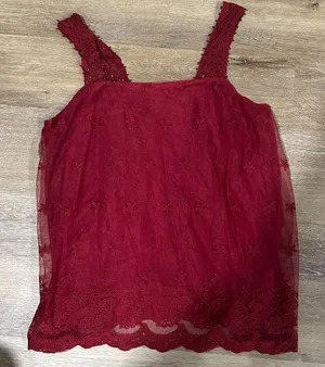 Red Lace Sleeveless Top Size L thumbnail 1