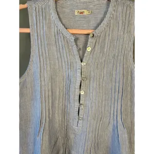 Faherty Isha Linen Dress Small Blue Stripe Pintuck Coastal Summer $178‎ thumbnail 4