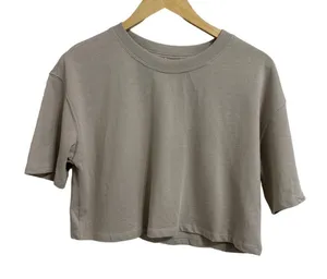Zara women's tan short sleeve‎ crew neck tee size Small NEW thumbnail 1