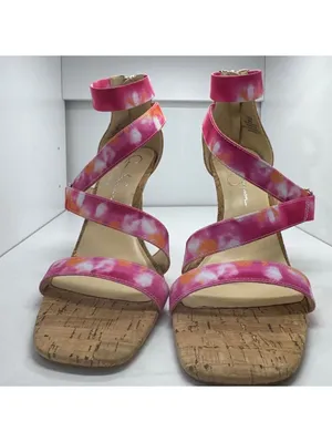 Jessica Simpson Pink Tie-Dye Strappy Cork Heel Sandals - Smo thumbnail 2