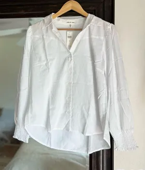 NWT Anthropologie Cloth Stone Smocked Cuff Buttondown Blouse thumbnail 3