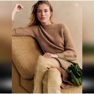 Sézane Enola Dress Light Camel Mohair Wool Belted Mini Dress M NWT thumbnail 11
