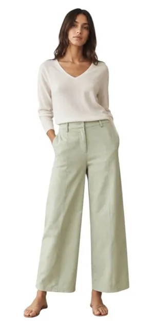 Avec Les Filles Pale Sage Green Wide Leg Trousers High Rise pants professional thumbnail 1