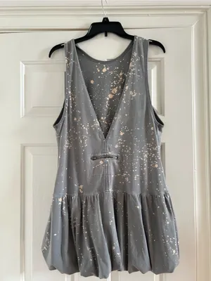 FP Movement by Free People Gray Tank dress with Cream Splatter Bubble Hem thumbnail 2