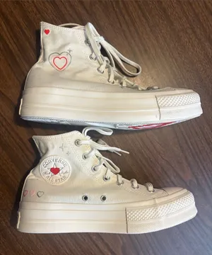 Converse Size 8 Chuck Taylor All Star Lift Hi Y2K Heart Egret thumbnail 1