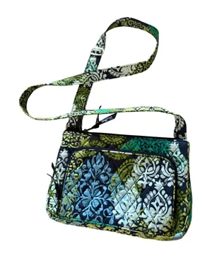 Vera Bradley Y2k Green Blue Paisley Quilted Cotton Crossbody Bag Organizer thumbnail 1