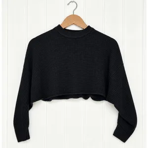 Aritzia Wilfred Free Lolan Sweater Womens S Black Merino Wool Cropped Knit thumbnail 10