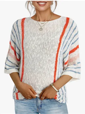 Dokotoo Womens Crewneck 3/4 Sleeve Knit Pullover Sweater Sz L thumbnail 1