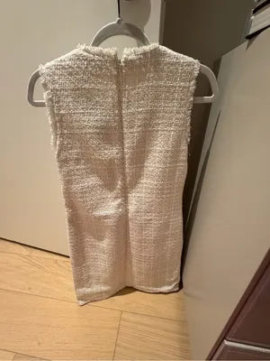 Ann Taylor Sleeveless Cream Tweed Shift Dress thumbnail 6