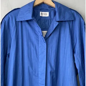 Vintage Weather Master Jacket Petite Size 10 Cobalt Blue Trench Rain Coat Preppy thumbnail 4