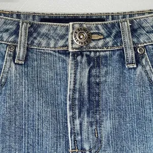 Vintage Y2K Squeeze Size 11 12 Short Micro Mini Blue Jean Cotton Denim Skirt thumbnail 3