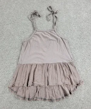 Altar'd State Flowy Tank Top Womens S Pink Stretch Ruffled Adjustable Tie Straps thumbnail 1