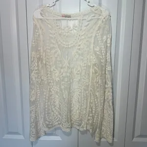 Vivid Collection Ivory Lace Top OS Hippie Romantic Sheer Floral Festival Fairy thumbnail 6