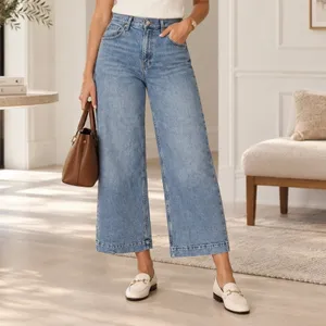 Gap 16 33 Wide Leg Jeans Light Wash High Rise Cropped Denim Casual 5-Pocket thumbnail 2