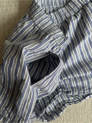 Open Edit Blue Stripe Pajama Shorts thumbnail 3
