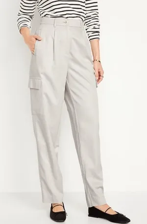 Old Navy High Rise Taylor Cargo Straight Trouser Pants Work Office Casual thumbnail 1
