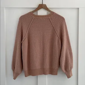 KNOX ROSE Boucle Knit Soft Textured Raglan Sweatshirt Sweater Mauve Pink Size M thumbnail 3