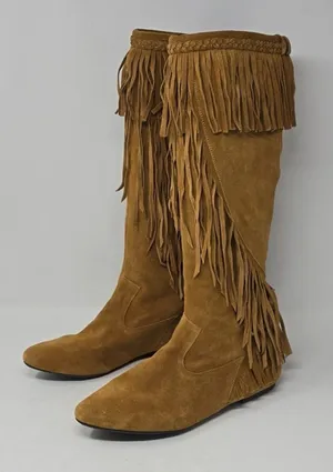 Sam Edelman Utah Suede Knee High Fringe Boots Size 8.0 M thumbnail 1