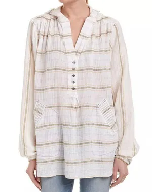 Free People Rolling Clouds Hooded Blouse thumbnail 1