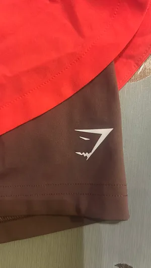 Gymshark 2-in-1 Running Shorts - Coral Pink / Brown - Built-in Liner, High Waisted Drawstring Athletic Shorts thumbnail 5
