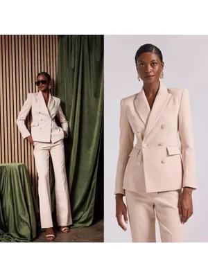 NWT Generation Love Arielle Crepe Blazer XXL Latte Double Breasted thumbnail 2