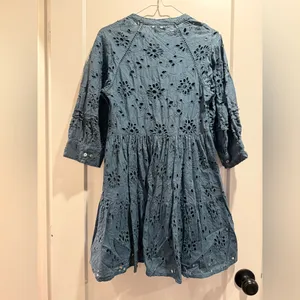 Anthropologie dRA Yara‎ Draped Blue Eyelet Blouse Mini Dress Size Small thumbnail 3