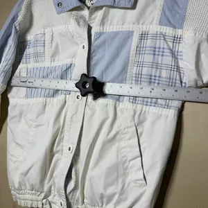 Vintage IZZI Patchwork Windbreaker‎ Jacket Women’s Small Blue White 90s thumbnail 5