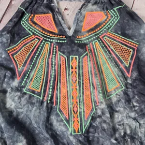 Flying Tomato Maxi Halter Dress Tie Dye‎ Boho Tribal Neon Embroidered Tassel Sm thumbnail 3