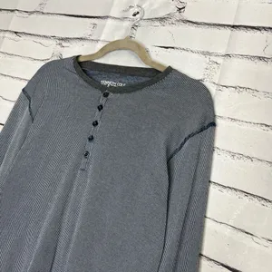 Kenneth Cole Reaction Gray Long Sleeve Tee 1/4 Button SZ XL Relaxed Loose Fit thumbnail 7
